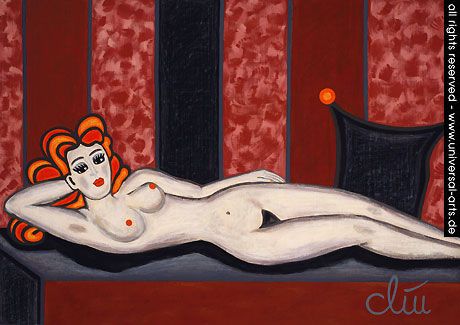 "Akt liegend auf Podest" (Nude lying on Podium)