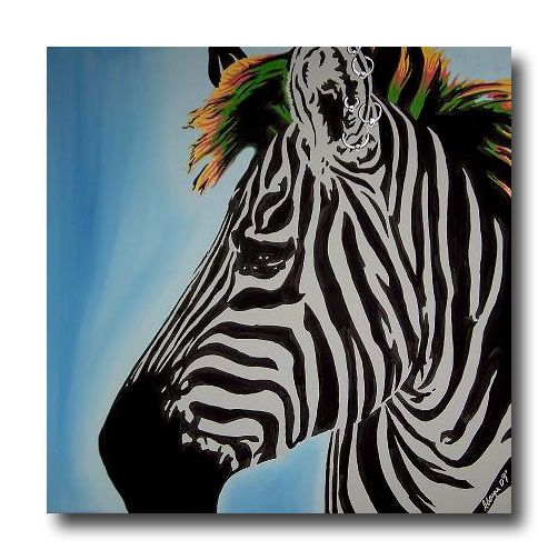 PUNKERZEBRA zebra zebras POP-ART GemldePainting UNIKAT